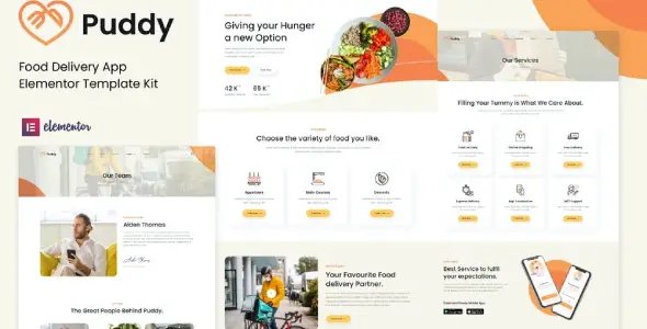 Puddy – Food Delivery App Elementor Template Kit